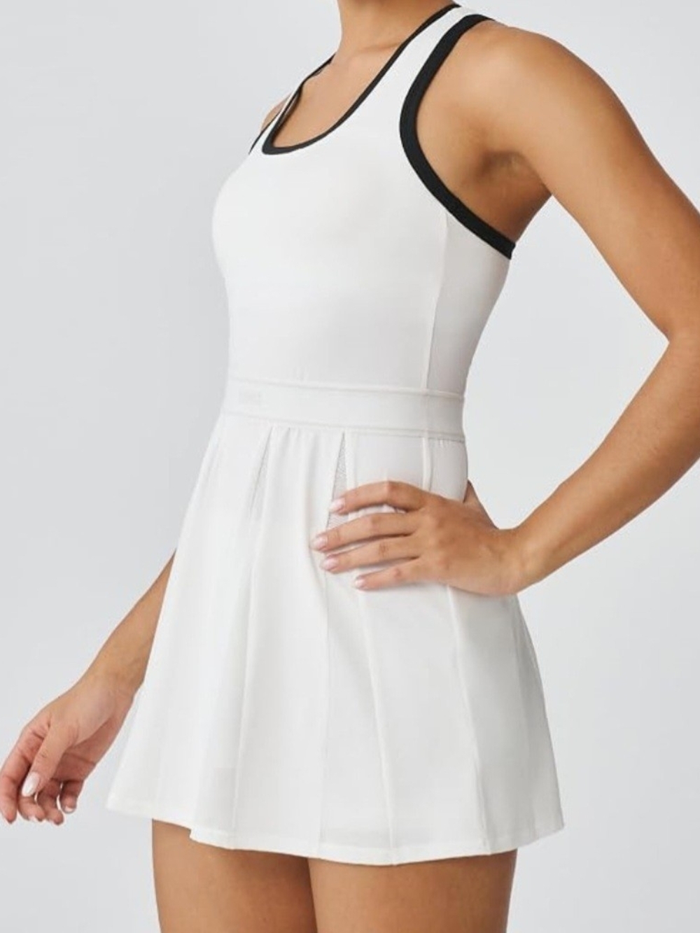 & Other Stories White Mini Dress with Black Trim